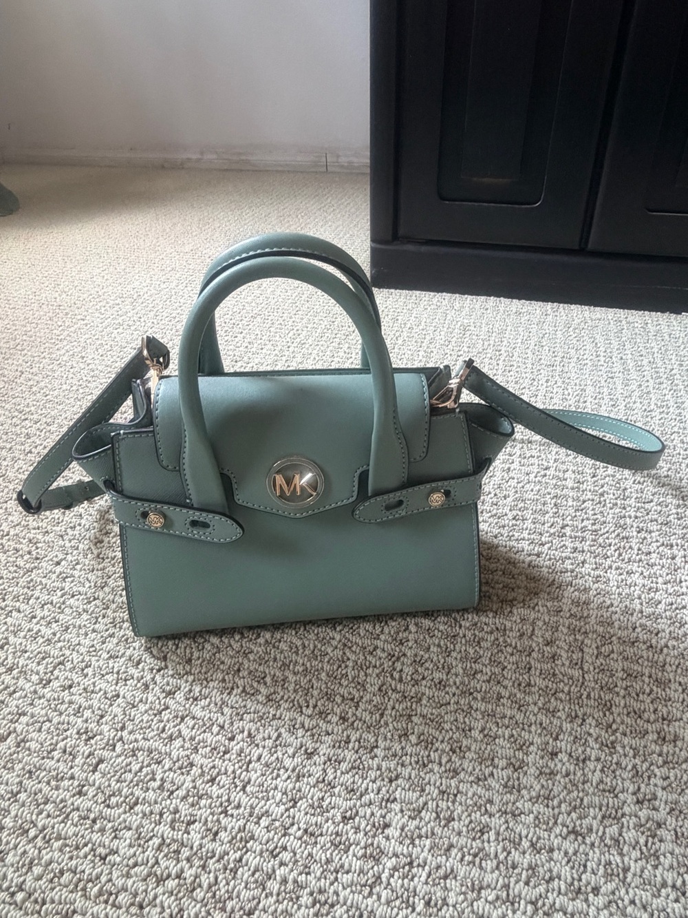 Michael Kors Teal Mini Leather Satchel with Crossbody